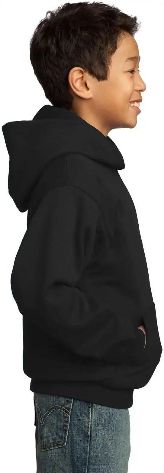 Port &amp; Company Pc90yh Youth Core Fleece Pullover Hooded Sweatshirt Jet Black