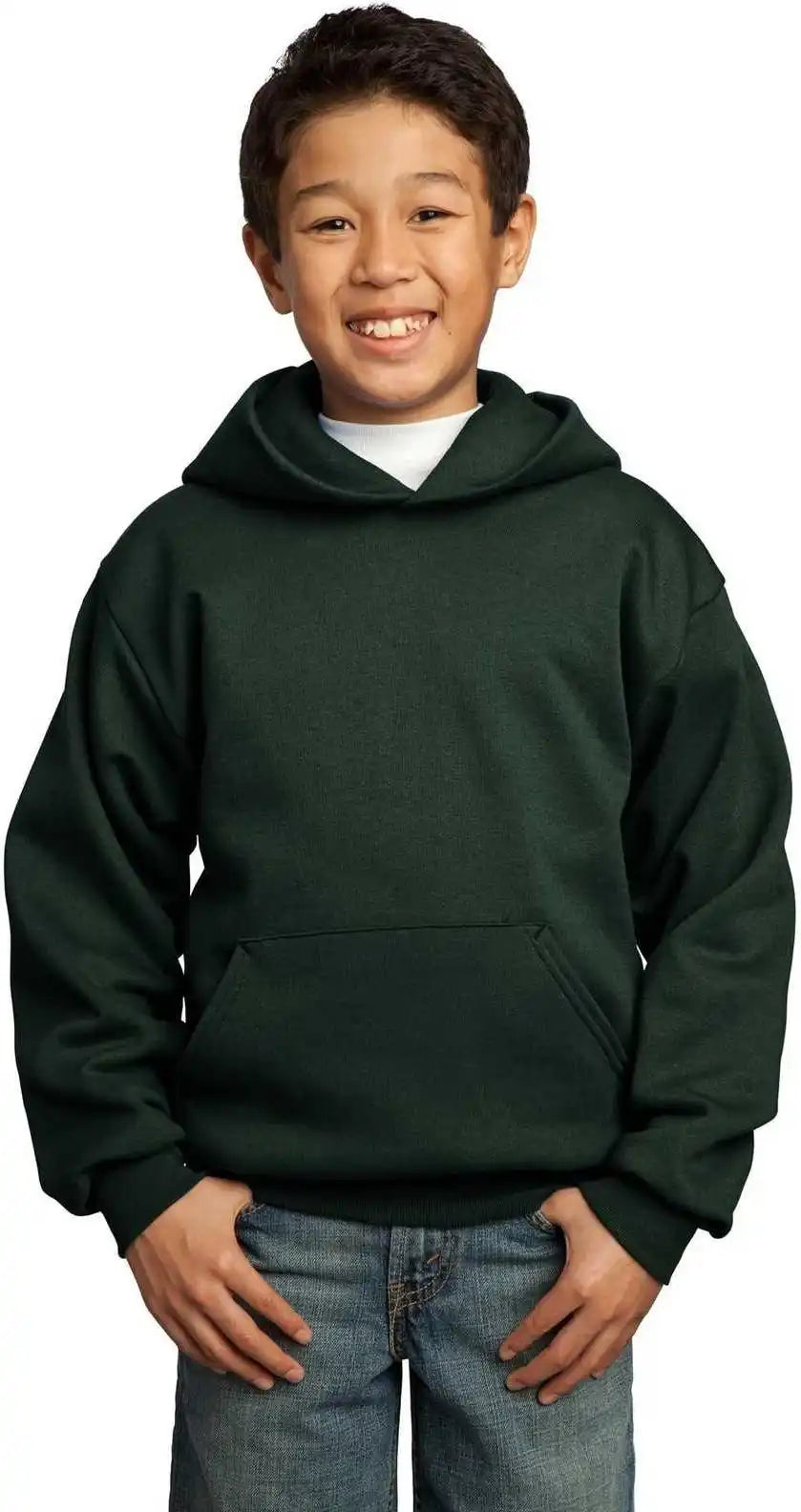 Port & Company Pc90yh Youth Core Fleece Pullover Hooded Sweatshirt Dark Green