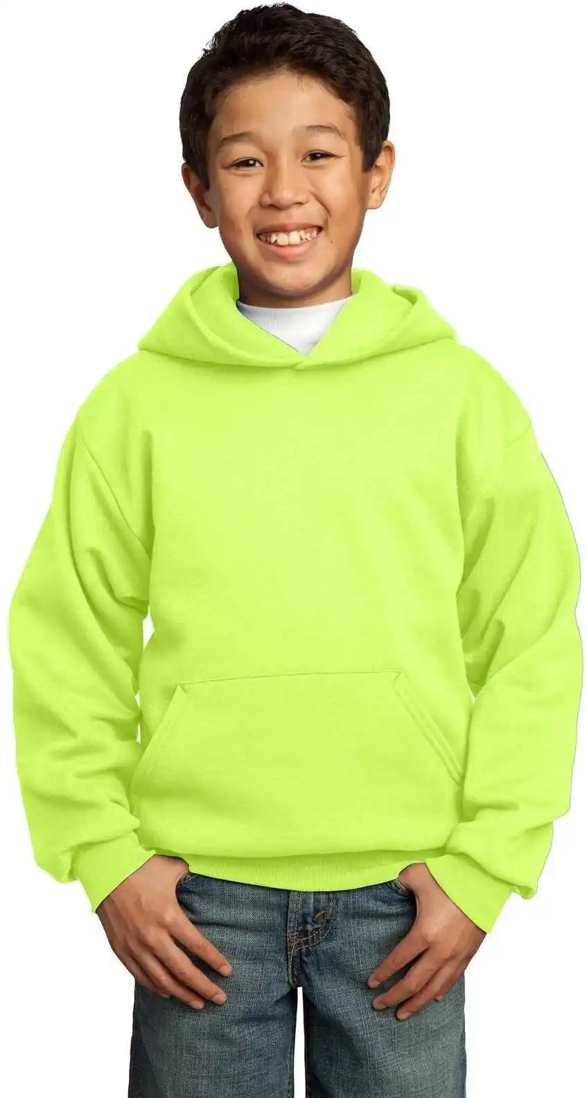 Port & Company Pc90yh Youth Core Fleece Pullover Hooded Sweatshirt Neon Yellow
