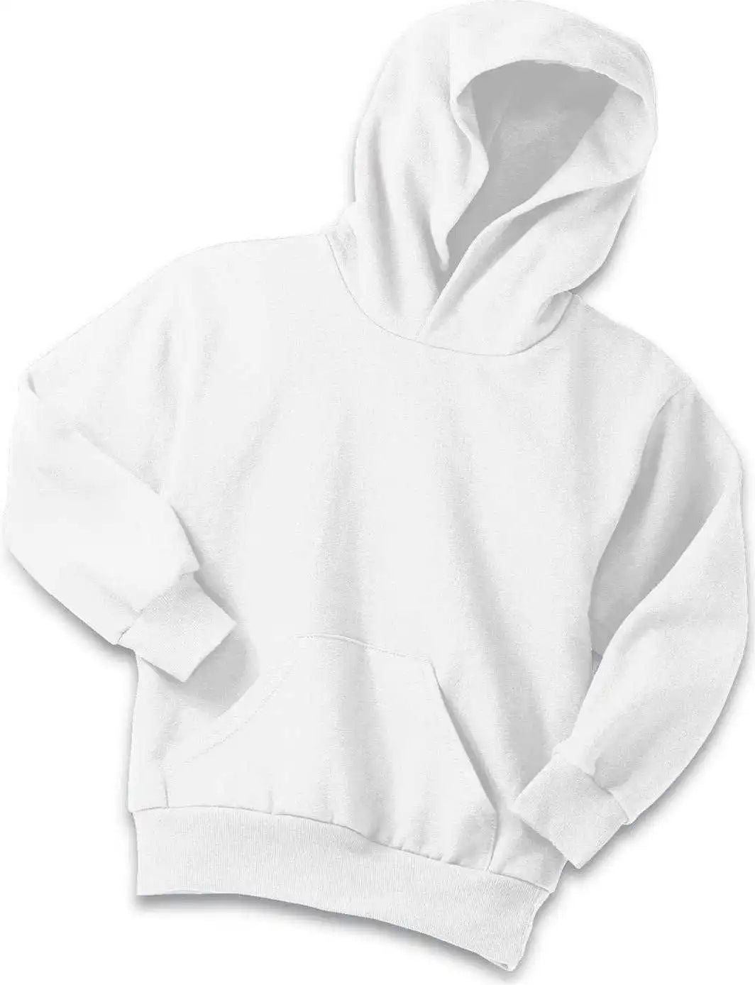 Port &amp; Company Pc90yh Youth Core Fleece Pullover Hooded Sweatshirt White