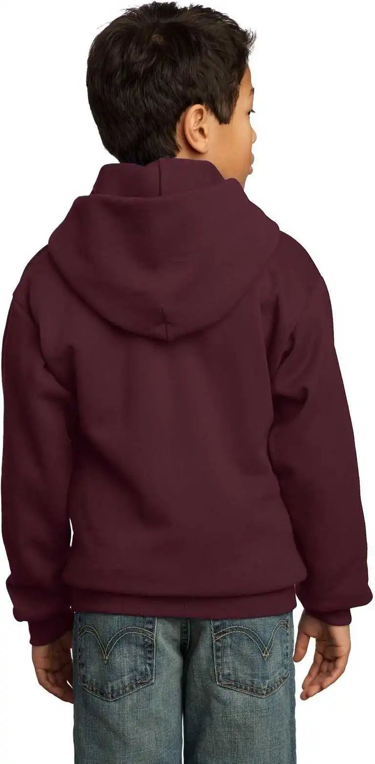 Port &amp; Company Pc90yh Youth Core Fleece Pullover Hooded Sweatshirt Maroon