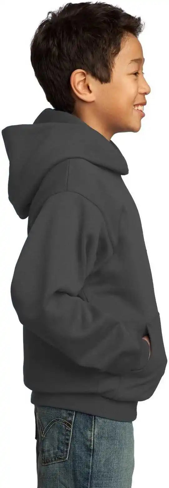 Port &amp; Company Pc90yh Youth Core Fleece Pullover Hooded Sweatshirt Charcoal