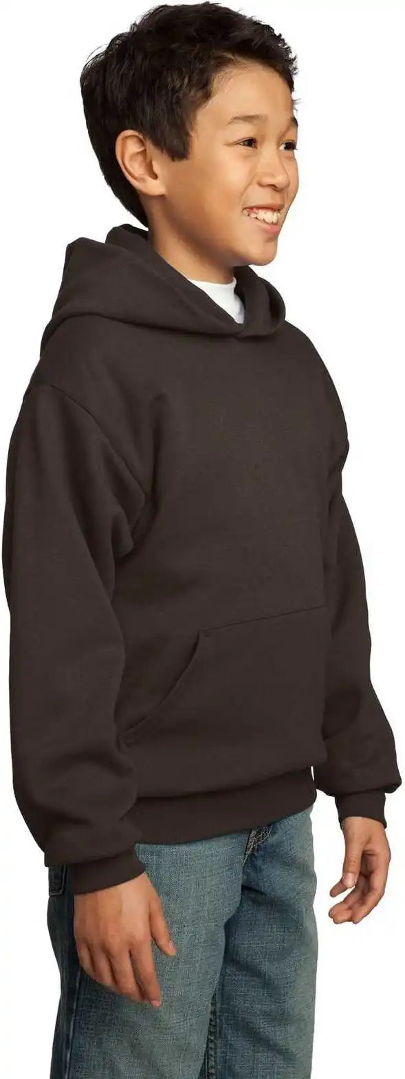 Port &amp; Company Pc90yh Youth Core Fleece Pullover Hooded Sweatshirt Dark Chocolate Brown