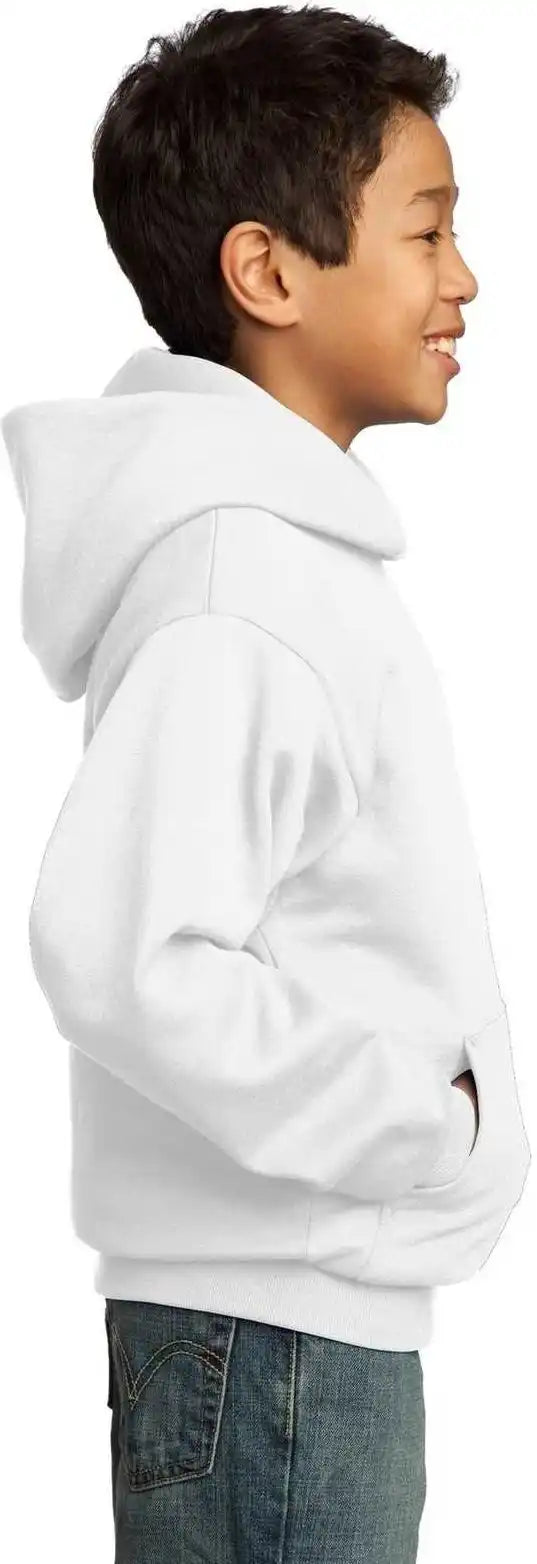 Port &amp; Company Pc90yh Youth Core Fleece Pullover Hooded Sweatshirt White