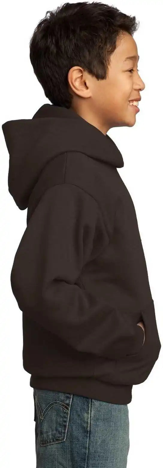 Port &amp; Company Pc90yh Youth Core Fleece Pullover Hooded Sweatshirt Dark Chocolate Brown