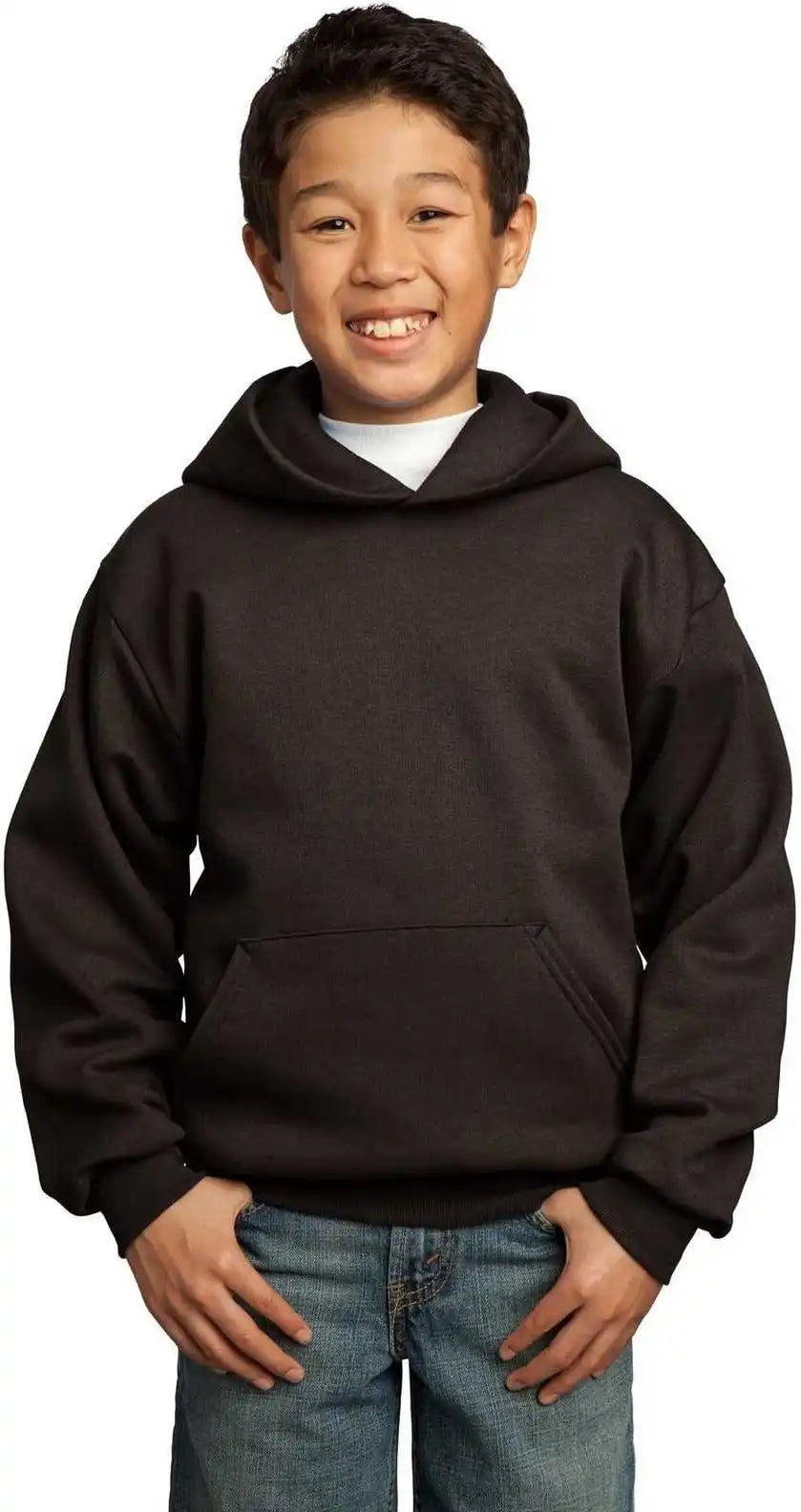 Port &amp; Company Pc90yh Youth Core Fleece Pullover Hooded Sweatshirt Dark Chocolate Brown