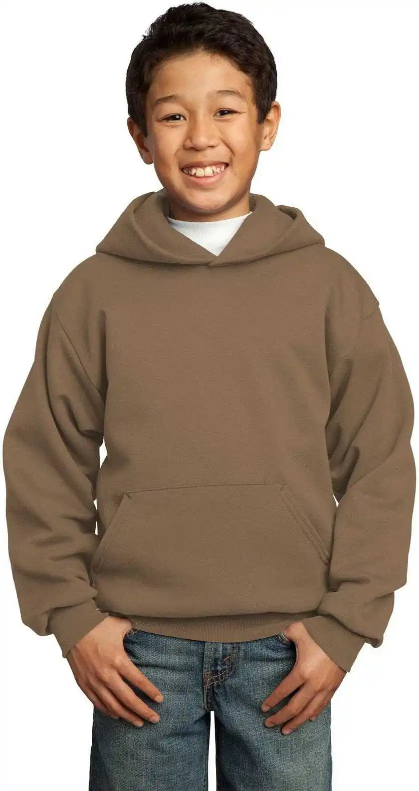 Port &amp; Company Pc90yh Youth Core Fleece Pullover Hooded Sweatshirt - Woodland Brown