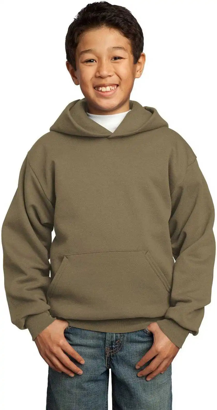 Port &amp; Company Pc90yh Youth Core Fleece Pullover Hooded Sweatshirt - Coyote Brown