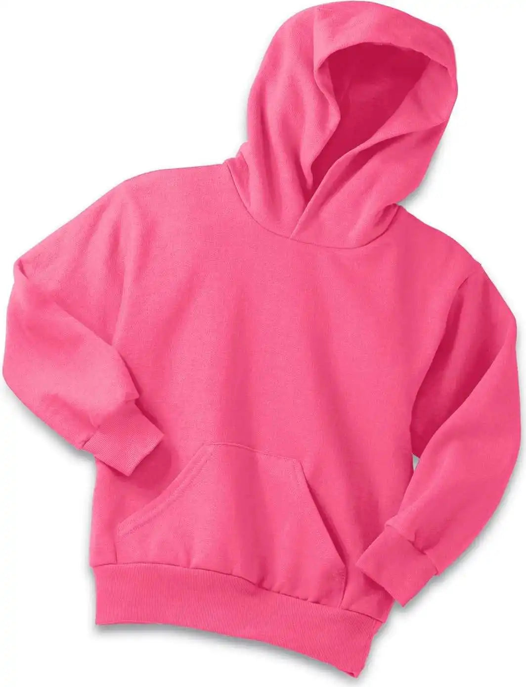 Port &amp; Company Pc90yh Youth Core Fleece Pullover Hooded Sweatshirt Neon Pink