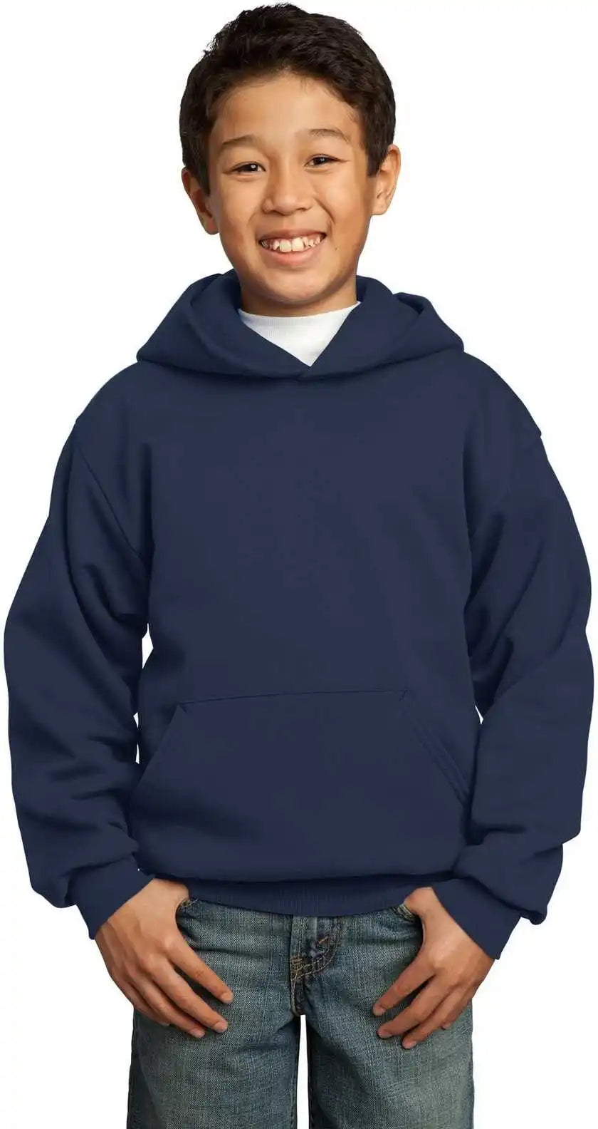 Port &amp; Company Pc90yh Youth Core Fleece Pullover Hooded Sweatshirt Navy
