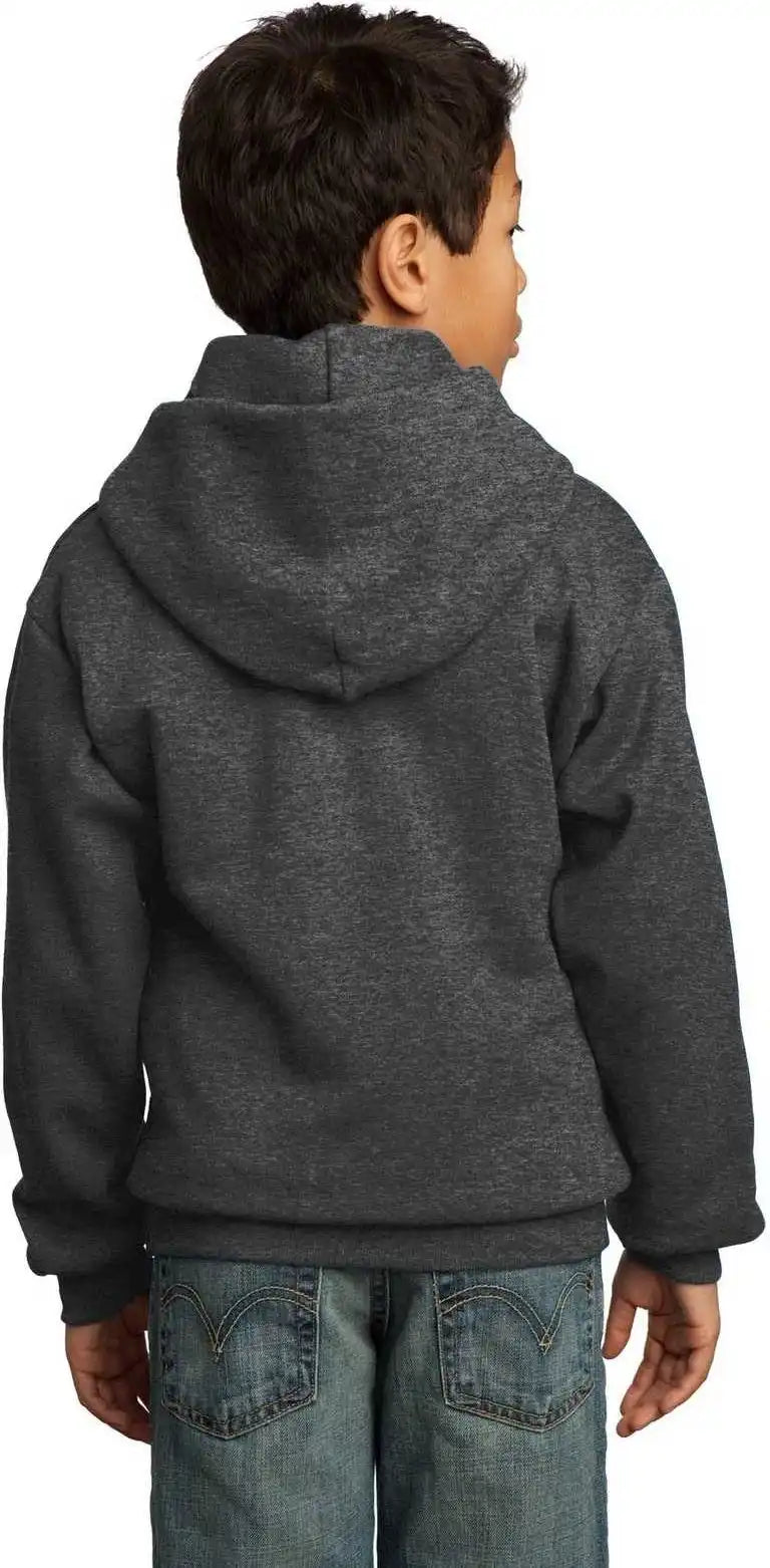 Port & Company Pc90yh Youth Core Fleece Pullover Hooded Sweatshirt Dark Heather Gray