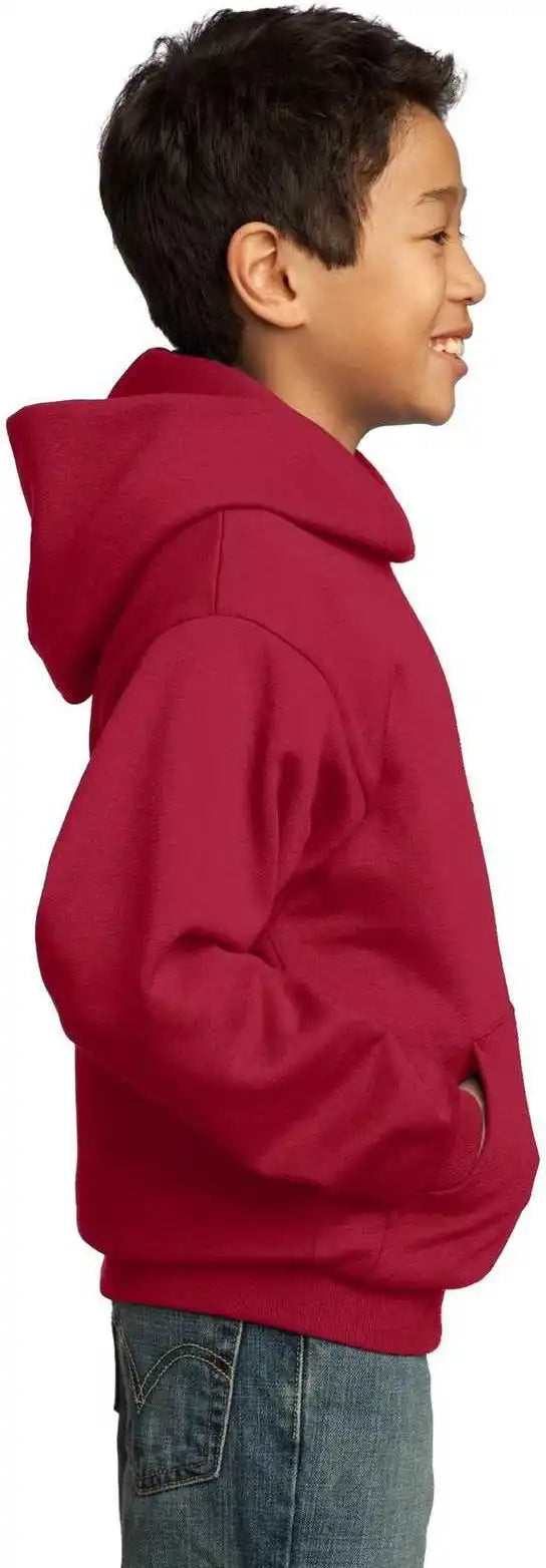 Port &amp; Company Pc90yh Youth Core Fleece Pullover Hooded Sweatshirt Red