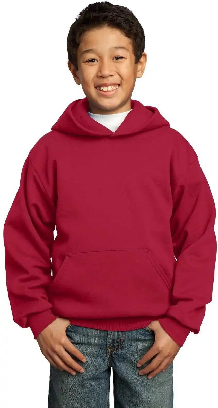 Port &amp; Company Pc90yh Youth Core Fleece Pullover Hooded Sweatshirt Red