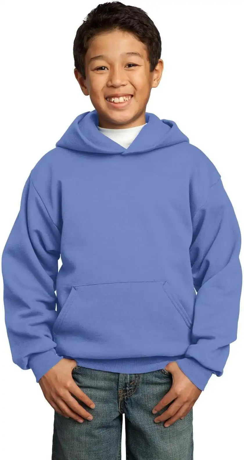 Port &amp; Company Pc90yh Youth Core Fleece Pullover Hooded Sweatshirt Carolina Blue
