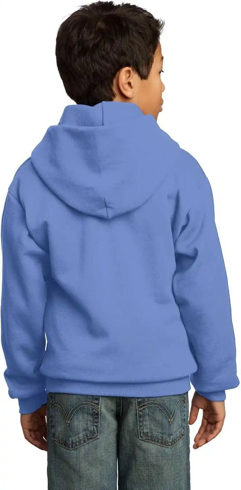 Port &amp; Company Pc90yh Youth Core Fleece Pullover Hooded Sweatshirt Carolina Blue