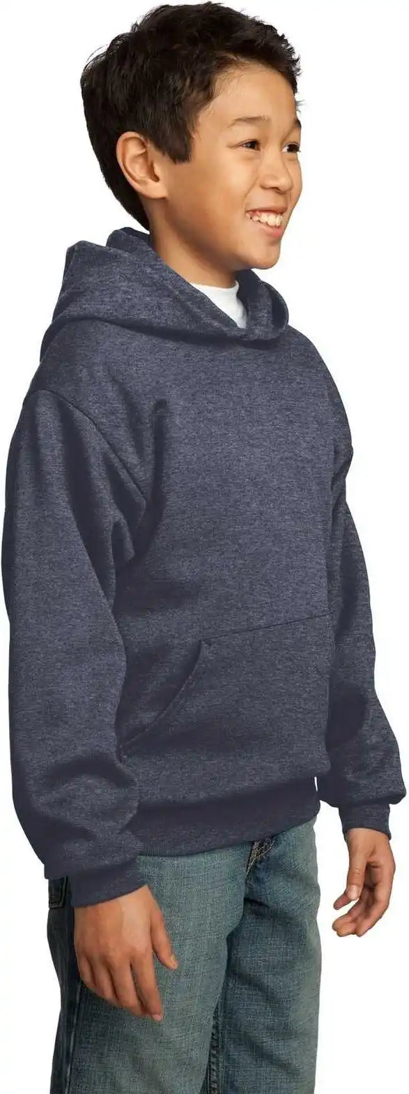 Port &amp; Company Pc90yh Youth Core Fleece Pullover Hooded Sweatshirt Heather Navy
