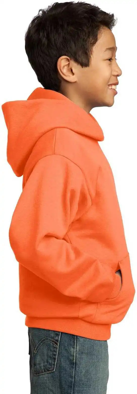 Port &amp; Company Pc90yh Youth Core Fleece Pullover Hooded Sweatshirt - Neon Orange