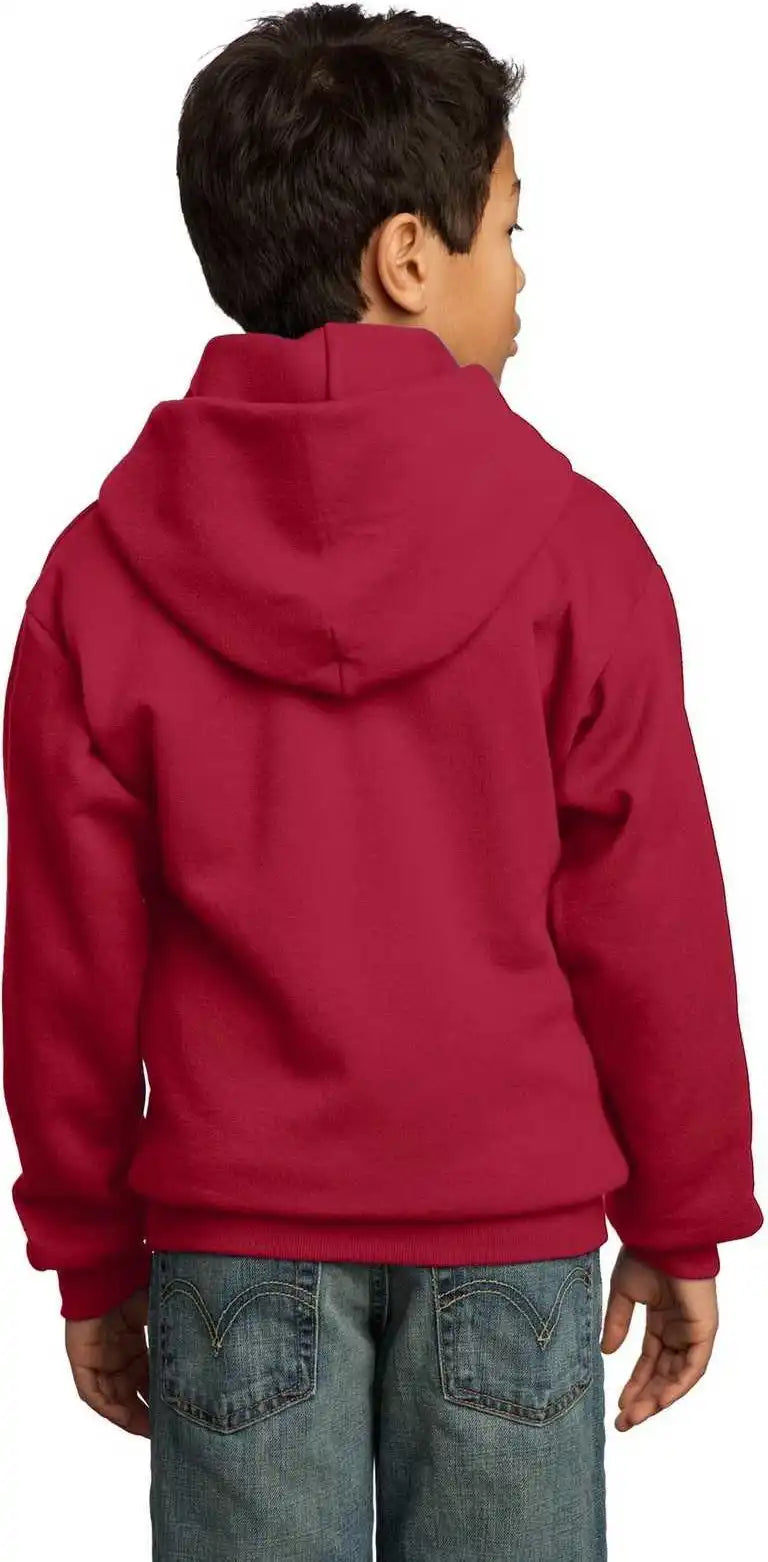 Port &amp; Company Pc90yh Youth Core Fleece Pullover Hooded Sweatshirt Red