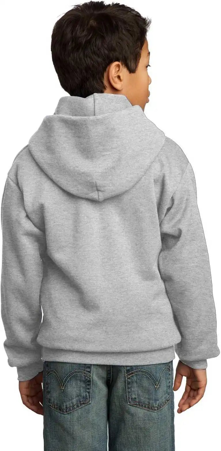 Port &amp; Company Pc90yh Youth Core Fleece Pullover Hooded Sweatshirt Ash