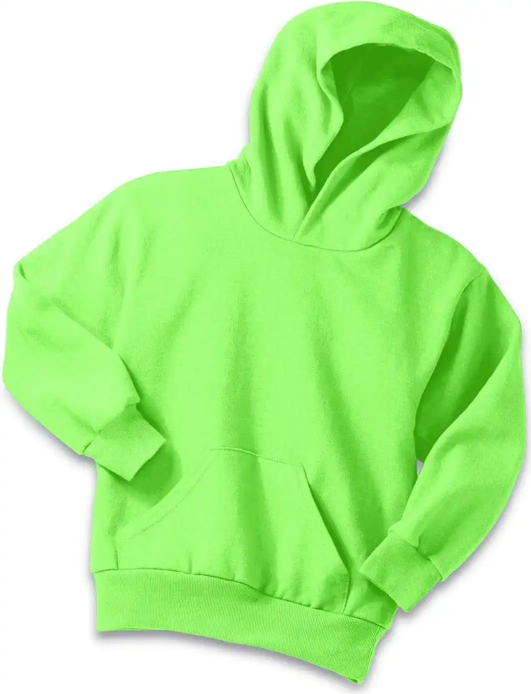 Port &amp; Company Pc90yh Youth Core Fleece Pullover Hooded Sweatshirt Neon Green