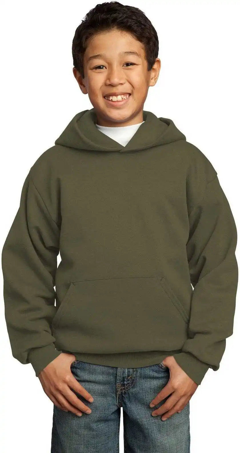 Port & Company Pc90yh Youth Core Fleece Pullover Hooded Sweatshirt - Olive Drab Green