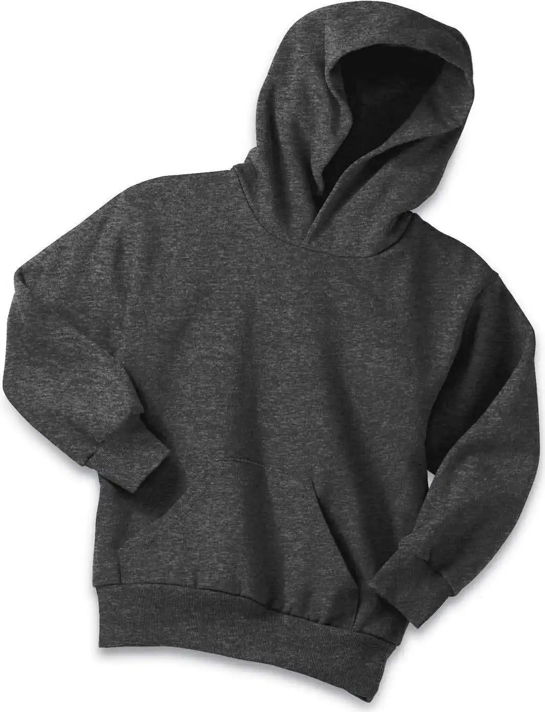 Port &amp; Company Pc90yh Youth Core Fleece Pullover Hooded Sweatshirt Dark Heather Gray