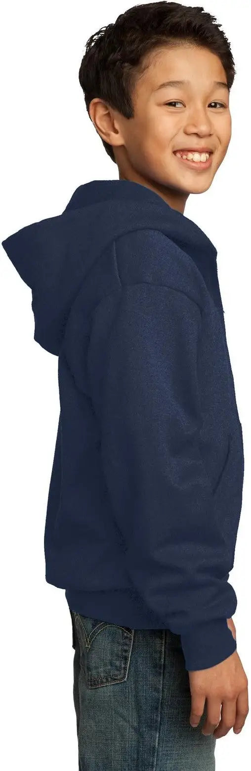 Port & Company Pc90yzh co Youth Core Fleece Full-zip Hooded Sweatshirt - Navy