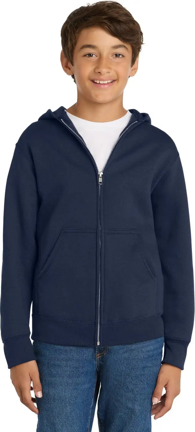 Port & Company Pc90yzh co Youth Core Fleece Full-zip Hooded Sweatshirt - Navy