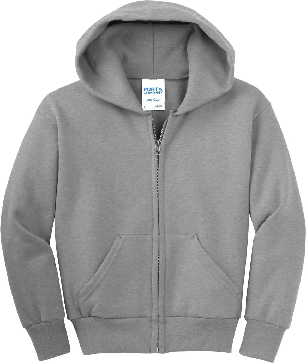Port & Company Pc90yzh co Youth Core Fleece Full-zip Hooded Sweatshirt - Athletic Heather