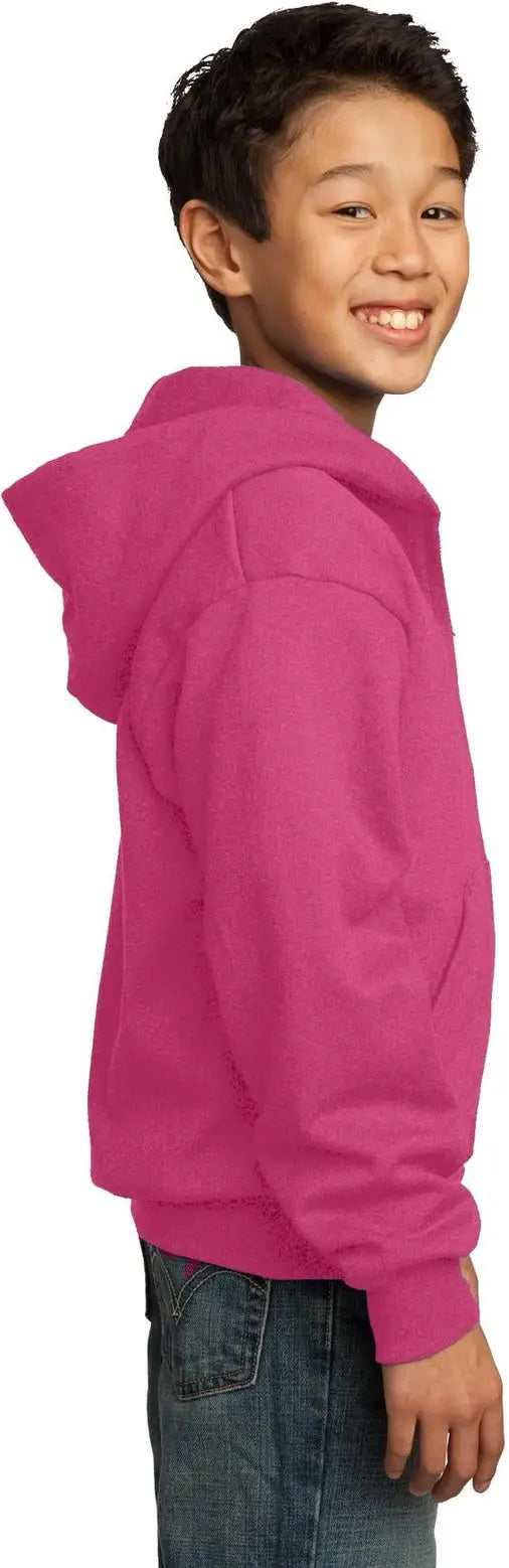 Port & Company Pc90yzh co Youth Core Fleece Full-zip Hooded Sweatshirt - Sangria
