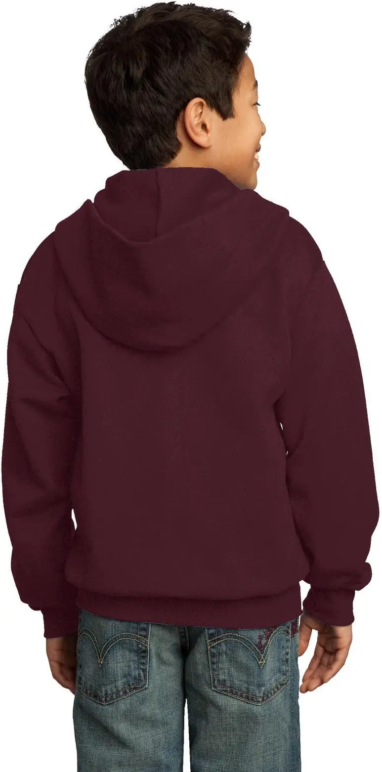 Port & Company Pc90yzh co Youth Core Fleece Full-zip Hooded Sweatshirt - Maroon