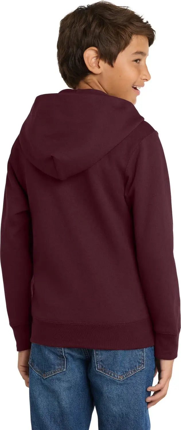 Port & Company Pc90yzh co Youth Core Fleece Full-zip Hooded Sweatshirt - Maroon