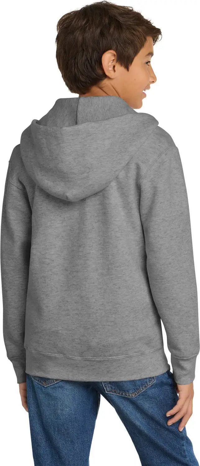 Port & Company Pc90yzh co Youth Core Fleece Full-zip Hooded Sweatshirt - Athletic Heather