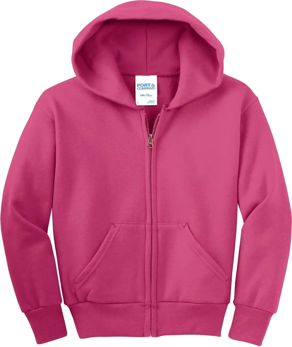Port & Company Pc90yzh co Youth Core Fleece Full-zip Hooded Sweatshirt - Sangria