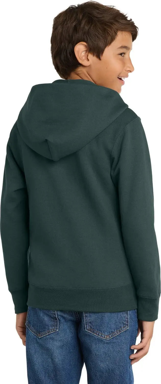 Port & Company Pc90yzh co Youth Core Fleece Full-zip Hooded Sweatshirt - Dark Green