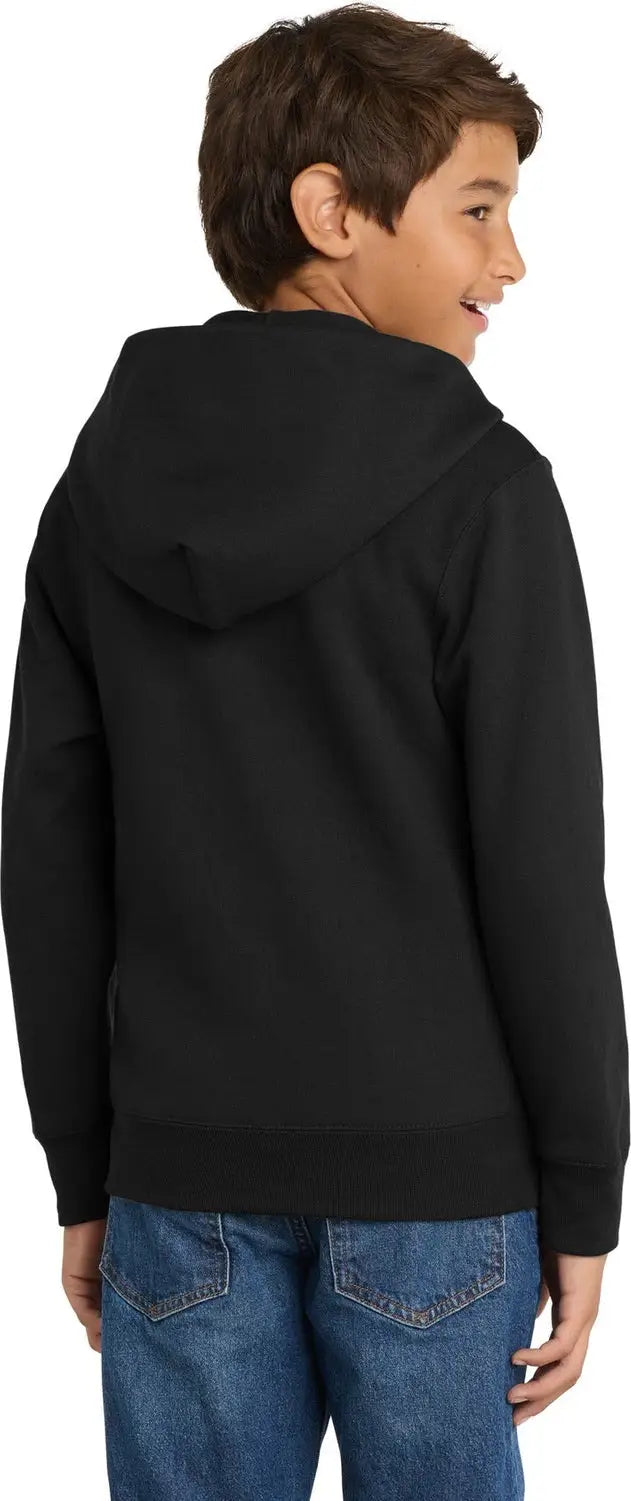 Port & Company Pc90yzh co Youth Core Fleece Full-zip Hooded Sweatshirt - Jet Black