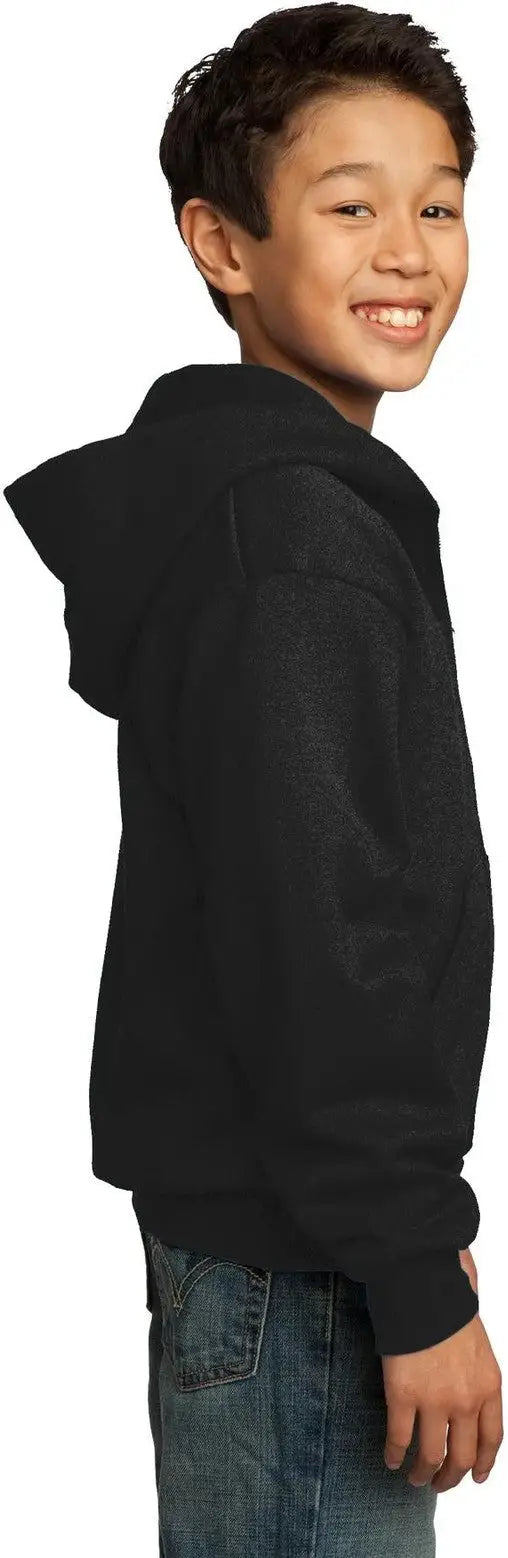 Port & Company Pc90yzh co Youth Core Fleece Full-zip Hooded Sweatshirt - Jet Black