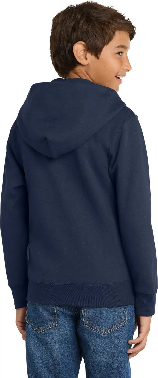 Port & Company Pc90yzh co Youth Core Fleece Full-zip Hooded Sweatshirt - Navy