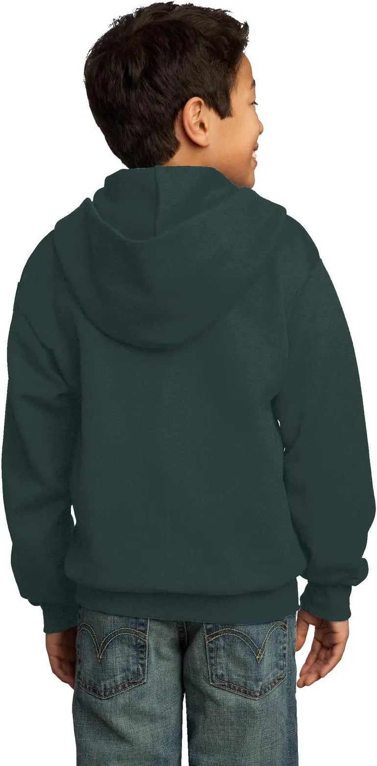 Port & Company Pc90yzh co Youth Core Fleece Full-zip Hooded Sweatshirt - Dark Green