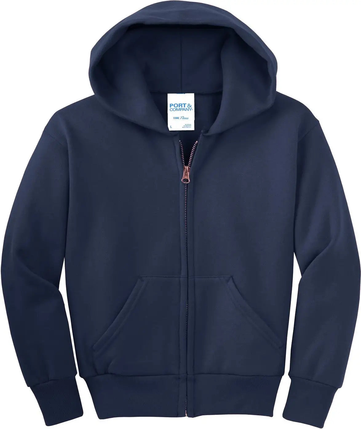 Port & Company Pc90yzh co Youth Core Fleece Full-zip Hooded Sweatshirt - Navy