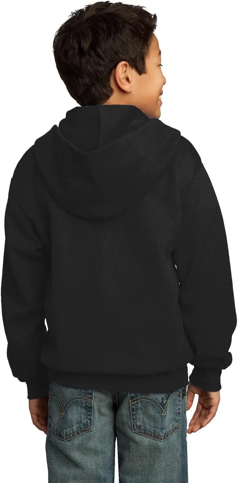 Port & Company Pc90yzh co Youth Core Fleece Full-zip Hooded Sweatshirt - Jet Black