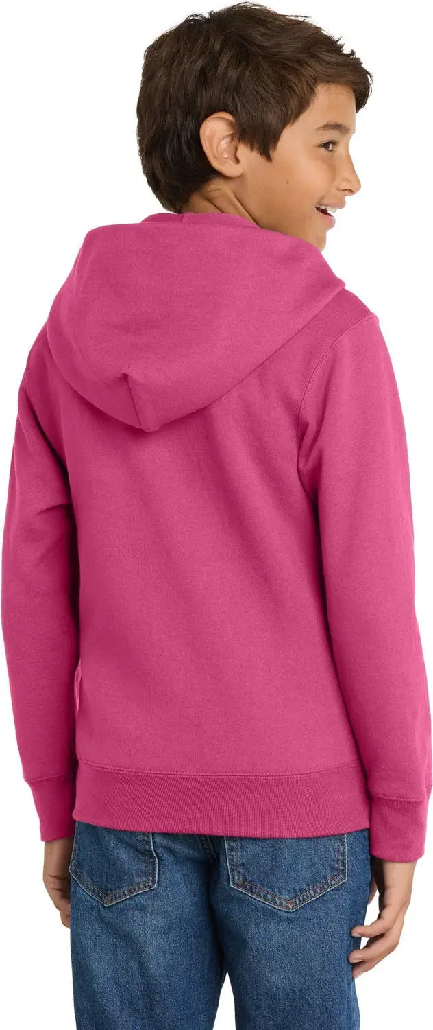 Port & Company Pc90yzh co Youth Core Fleece Full-zip Hooded Sweatshirt - Sangria