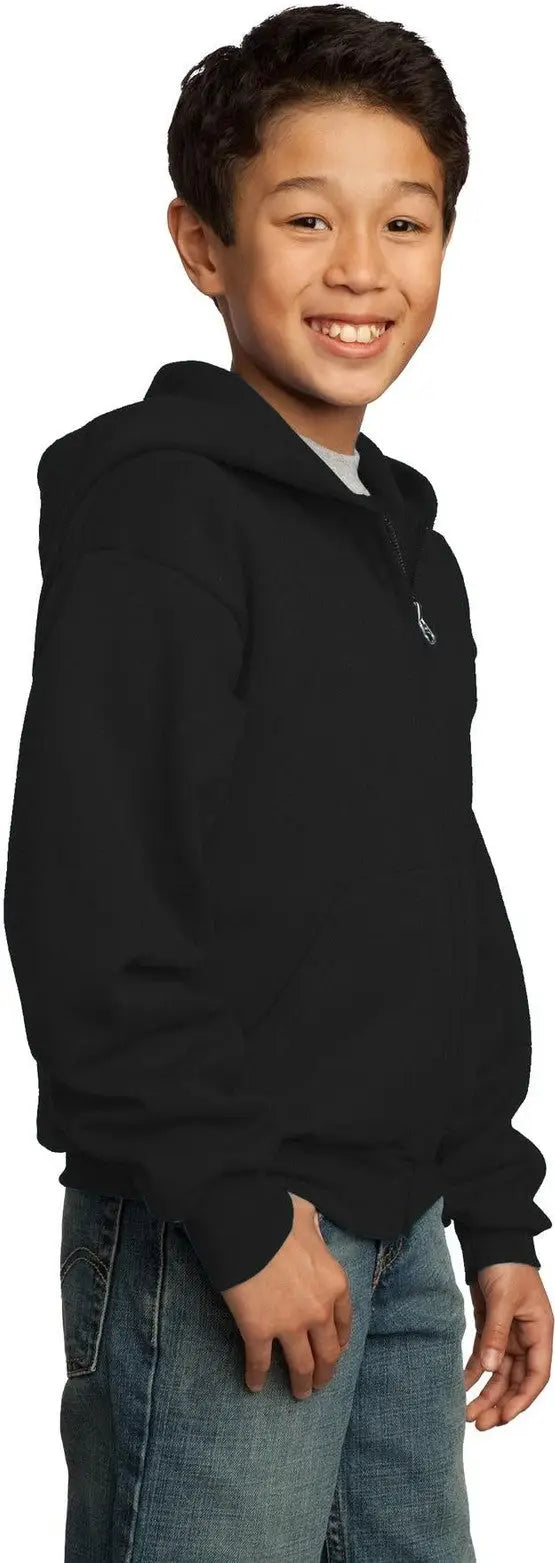 Port & Company Pc90yzh co Youth Core Fleece Full-zip Hooded Sweatshirt - Jet Black