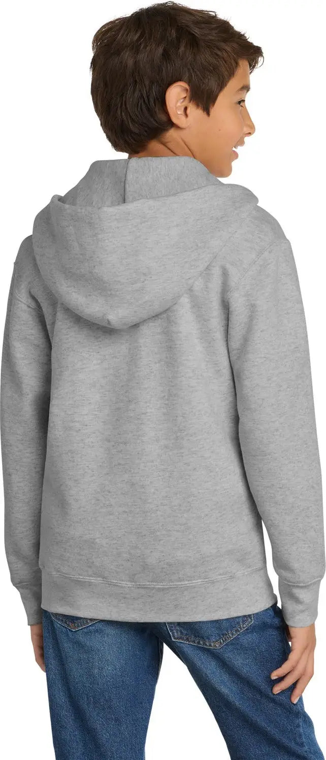 Port & Company Pc90yzh co Youth Core Fleece Full-zip Hooded Sweatshirt - Ash