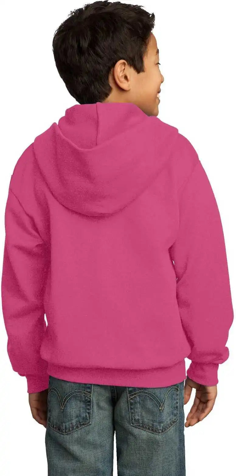 Port &amp; Company Pc90yzh Youth Core Fleece Full Zip Hooded Sweatshirt Sangria