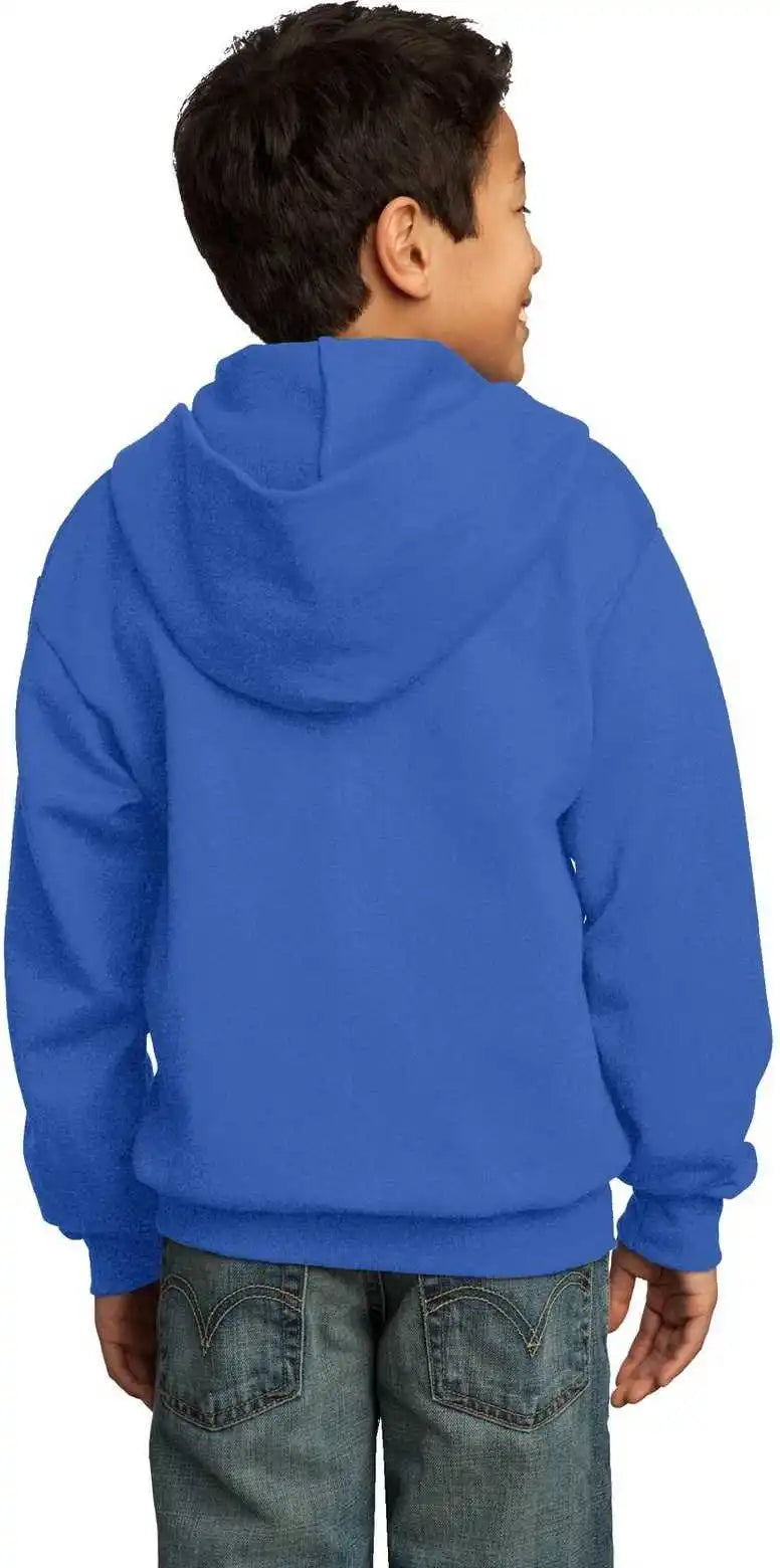 Port & Company Pc90yzh Youth Core Fleece Full Zip Hooded Sweatshirt Royal