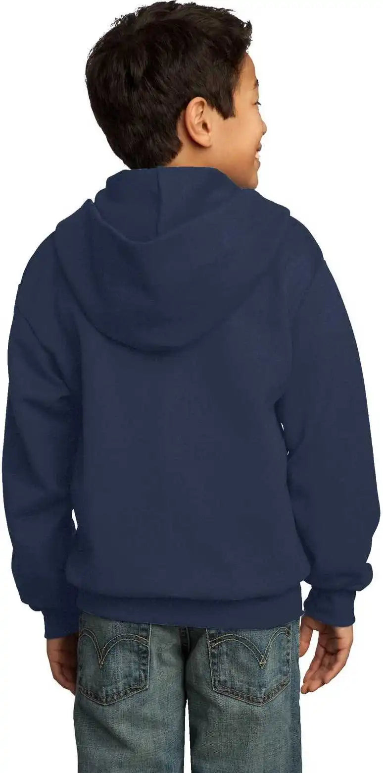 Port & Company Pc90yzh Youth Core Fleece Full Zip Hooded Sweatshirt Navy