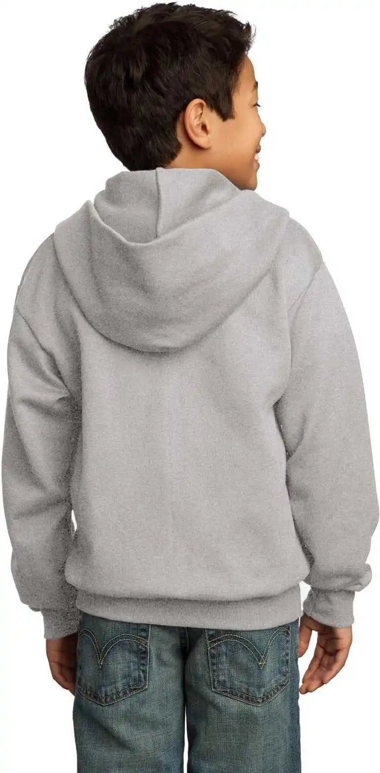 Port &amp; Company Pc90yzh Youth Core Fleece Full Zip Hooded Sweatshirt Ash