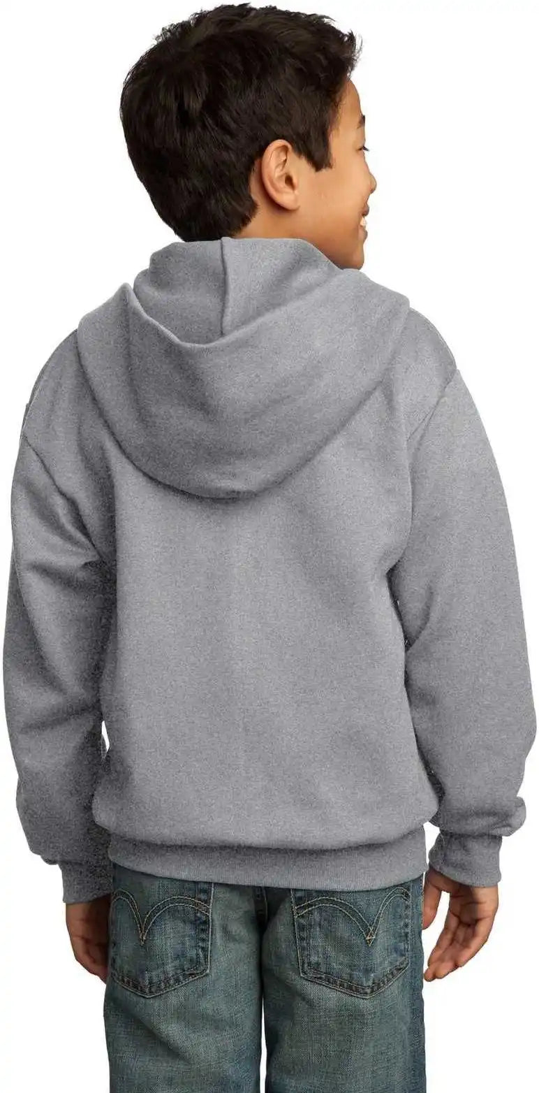 Port &amp; Company Pc90yzh Youth Core Fleece Full-zip Hooded Sweatshirt - Athletic Heather