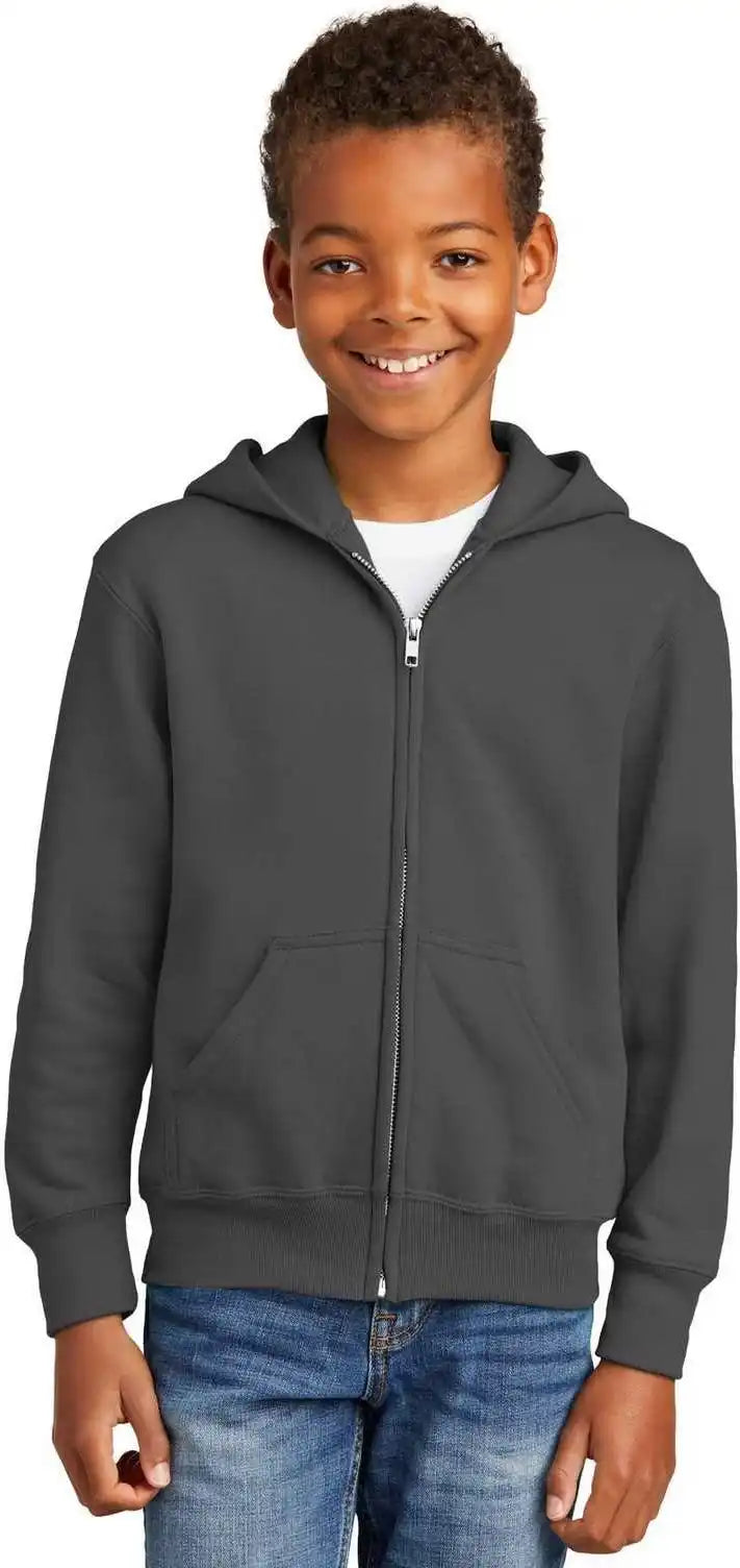 Port & Company Pc90yzh Youth Core Fleece Fullzip Hooded Sweatshirt - Charcoal